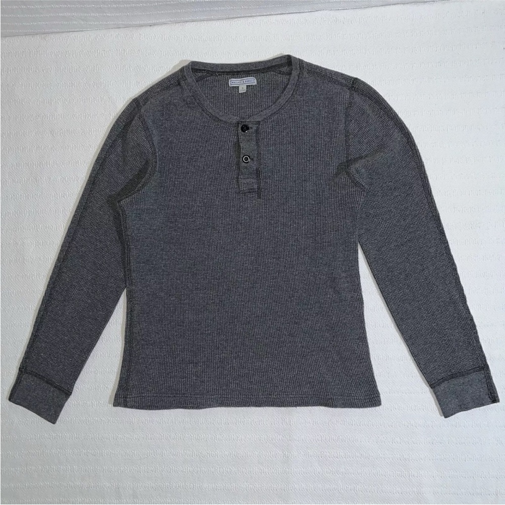 Wallace and Barnes J. Crew Henley thermal long sleeve small gray